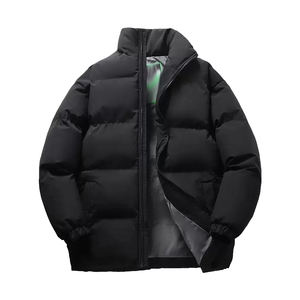 Veste matelassée à col rond pour homme, style décontracté, patchwork, fermeture éclair, doublure polaire longue - Product Image 1