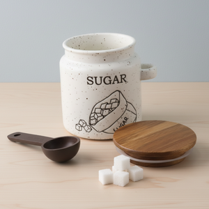 Premium Quality 3460989SA Nordic Design DURABLE PORCELAIN <b>CANISTER</b> WOOD LID &WOOD SPOON - Product Image 6