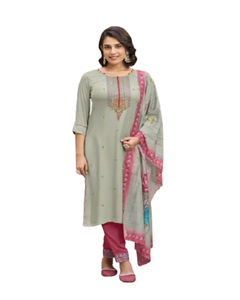 Reyon Georgette <b>Women's</b> Designer Collection Kurti Set Foil Print Heavy Embroidery Ethnic Modern Design Wholesale Different - Product Image 1