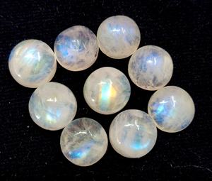 หินมูนสโตนสีรุ้งธรรมชาติทรงกลมขนาด11มม. ถึงทรงหลังเรียบ-พลอยสีกรมท่าสีรุ้งทรงหลวม - Product Image 1
