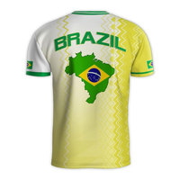 Camiseta de fútbol personalizada con estampado de bandera de país brasileño, camiseta de poliéster 100%, ropa de equipo de talla grande 5xl