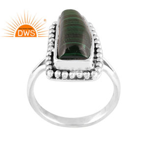 แหวนแยกอัญมณีมาลาไคต์ธรรมชาติสีเงินสเตอร์ลิงออกซิไดซ์แบบออกแบบได้ตามต้องการ - Product Image 1