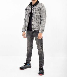 Vestes en jean décontractées pour hommes sur mesure avec tissu coupe-vent écologique, designs personnalisés et haute qualité - Product Image 1