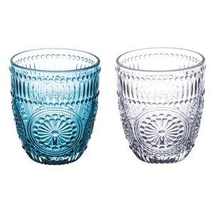 Set di 2 Bicchieri d'Acqua Siviglia Sibilla da 330 ml in Vetro Trasparente e Turchese - Product Image 1