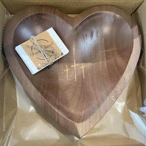 Bol de service en bois de forme cœur de qualité supérieure, en bois massif naturel, fait à la main, pour la vaisselle - Product Image 5