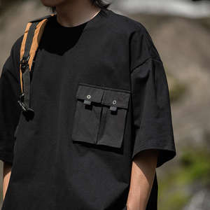 T-shirt pour homme à manches courtes, coupe ample, style chinois, 100% coton, 240 g/m², épaules tombantes - Product Image 2