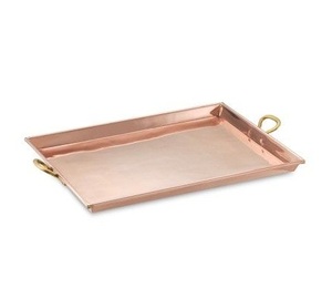 Bandejas de servicio de metal de cobre de aspecto vintage en calidad estándar Altamente pulidas en personalización martillada y Lisa disponible - Product Image 5