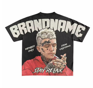 เสื้อยืดสกรีนลายผ้าฝ้ายกราฟิกขนาดใหญ่สำหรับผู้ชาย300 GSM แฟชั่นโอเวอร์ไซส์พิมพ์ลายได้ตามต้องการ - Product Image 2