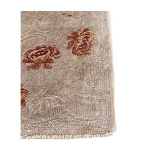 Tapis Aalam Floral noué à la main en laine et soie gris et noir Pae-6170 pour la maison et la voiture, motif puzzle rectangulaire pour salon et couloir - Product Image 4