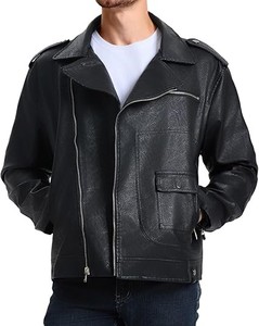 Veste d'hiver pour homme en cuir véritable à capuche respirante à col montant avec style vintage décontracté logo frontal - Product Image 1