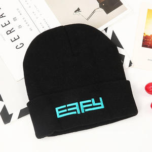 Unisexe Épais Tricoté Acrylique Bonnet D'hiver Câble Manchette Chapeau 3D Broderie À La Mode Bouffée Conception pour Hommes Femmes Personnalisé En Gros - Product Image 2