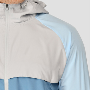 New Design Customized Manufacturer 100% Polyester Woven Moonstone Light Smoke Grey Steel Blue Men Lightweight Windbreaker - Product Image 5