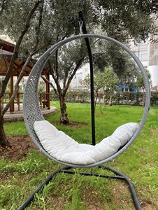 Grand lit à balançoire hamac style bohème pour adulte cordon en coton macramé suspendu intérieur extérieur couleur grise tissé à la main balançoire de lit - Product Image 5