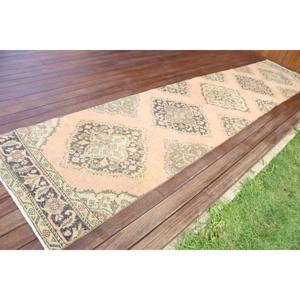Tapis turc vintage 2,8x13,5 pi (85x410 cm), tapis oriental en laine marron - Product Image 2