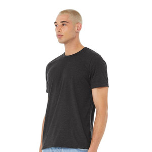 Camiseta orgánica reciclada unisex 55% algodón, camiseta de mezcla negra sólida de poliéster 45% reciclada marca de algodón logotipo personalizado de Hip Hop - Product Image 4