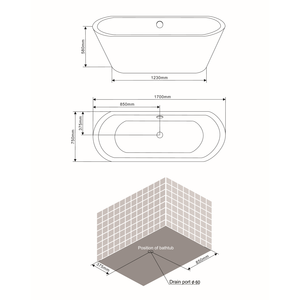 CAMILLA White Acrylic Freestanding <b>Bath</b> <b>Tub</b> - Product Image 4