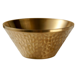 Tazón de fruta de metal personalizable con acabado dorado y forma redonda, último diseño, acero inoxidable de alta calidad - Product Image 1