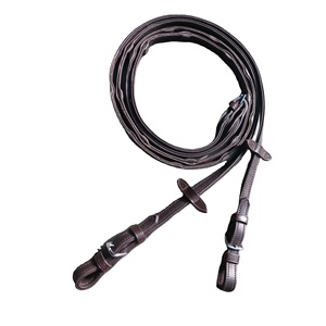 Genuine Leather Hand Stopper Reins Embossed Logo Horse Riding Equipment - Product Image 1