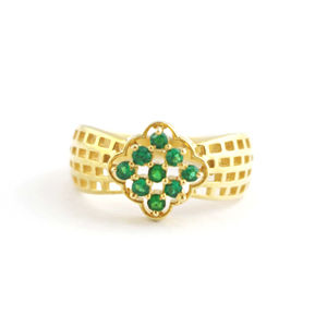 Anillo de Compromiso y Matrimonio de Plata de Ley 925 con Ónix Verde y Chapado en Oro de 18k para Ella - Product Image 1