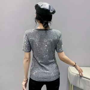 สีดําเงินเงาเพชรเต็มเสื้อTหญิงฤดูร้อนStreetwear Hip HopระบายอากาศTเสื้อผู้หญิงO-คอTeeเสื้อหญิง - Product Image 3