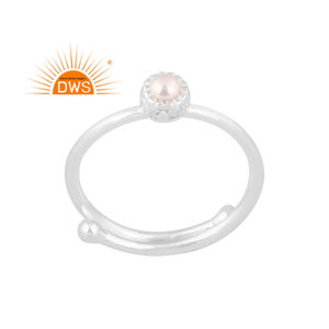 Anillo apilable de perlas naturales de plata de ley fina de última tendencia, joyería personalizada para mujer, regalo para ella - Product Image 1