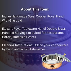 Conception unique, ustensiles en cuivre minimalistes, pot en acier cuivré, couvercle de bol pour biryani, utilisation à domicile, hôtel, restaurant, mariage, origine Inde - Product Image 5