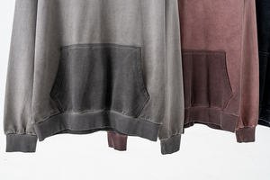 Sudadera con capucha lavada Vintage Unisex 100% algodón ropa de calle de peso pesado Sudadera con capucha de gran tamaño lavado con ácido sudaderas con hombros caídos en blanco para hombres - Product Image 3