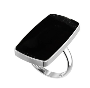 Anillo de compromiso Unisex de Plata de Ley 925 Ajuste de bisel Shungite Pera y formas ovaladas Anillo de energía positiva de estilo clásico - Product Image 4