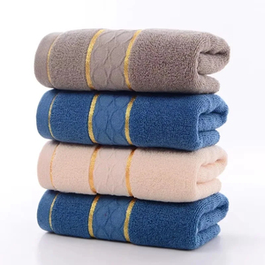 Ensemble de serviettes de bain en coton premium, couleur unie, rectangulaires, tissées, douces, absorbantes, unies, gris, bleu, beige - Product Image 3