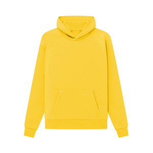 Sweat-shirts et pulls à capuche pour hommes, style confortable, hiver, vintage, surdimensionné, uni, 100% coton, couleur jaune - Product Image 1