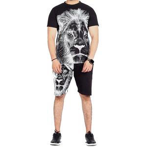 Nouvelle mode Ensemble de short imprimé Lion complet pour hommes ensemble de short imprimé deux pièces sur mesure en gros pas cher Fitnesswear ensemble de short - Product Image 6