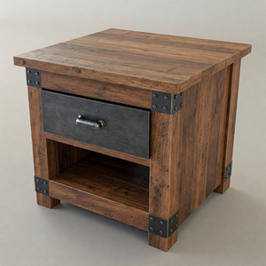 Mesita de noche de Metal de madera moderna para dormitorio, sala de estar, muebles ensamblados, cajón, estante abierto para Hospital, Hotel, almacenamiento en el hogar - Product Image 4