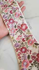 Bracelets et lacets brodés à la machine, personnalisés, brodées à paillettes, de couleur rose et jaune et orange, pour les robes de mariée, 50 pièces - Product Image 5