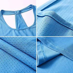 Tops Deportivos de Manga Corta para Mujer, Tops Cortos de Yoga Hechos a Medida, de Calidad, Transpirables, de Tela de Punto Acanalado, con Botones en la Parte Delantera - Product Image 2