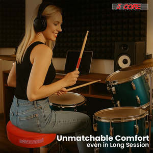 5 Core Drum Throne 3 Thick <b>Padded</b> Memory Foam Comfortable Drummer <b>Stool</b> 330Lb Capacity Adjustable - Product Image 3