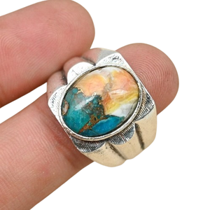 Anillo de piedras preciosas turquesa de Plata de Ley 925 estilo bohemio hecho a mano regalo de boda chapado en rodio para mujeres para fiestas - Product Image 1