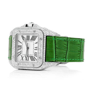 High-End Custom Moissanite Quartz Watch Luxury Fashion Hip Hop Style Diamond VVS Clarity <b>Square</b> Case Roman Glass Stainless Steel - Product Image 2