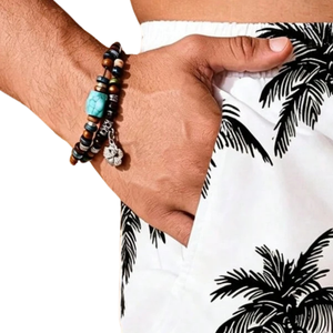 <b>Mens</b> Tropical Palm Print Breathable Fast Dry 100% Polyester Swim Shorts Waist Drawstring Casual Summer Swimming <b>Trunks</b> Two - Product Image 6