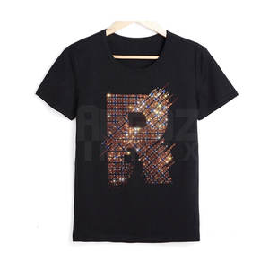 Diseño único Tallas grandes Hombres Rhinestone Camiseta Nueva llegada 100% Algodón Rhinestone Camiseta para venta en línea - Product Image 1
