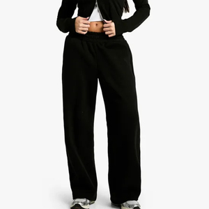 Pantalons de jogging pour femmes grande taille, gris, droits, respirants, mi-longs, sport, course à pied, décontractés, devant plat, sur mesure, de haute qualité, en laine peignée 2026 - Product Image 2