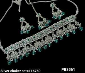 สร้อยข้อมือคริสตัลทรงลูกบาศก์ที่สวยงามชุบเงินประดับอัญมณีสร้อยคอแต่งงานพร้อมต่างหูรูปหยดน้ำสำหรับผู้หญิง - Product Image 2