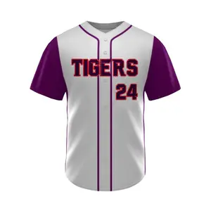 Very Premium Quality Best Prices Men Tiger Baseball Button Down Jerseys WIth custom Logo Softball Shirts