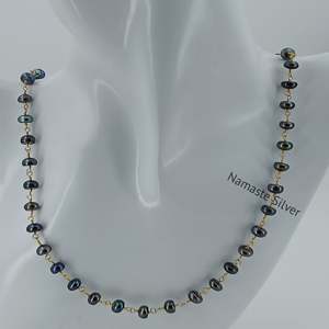 Handmade Freshwater Peacock <b>Black</b> Pearl Sterling Silver <b>Necklace</b> Single Line Beads Strand Gold Filled Freshwater Pearl <b>Necklace</b> - Product Image 4