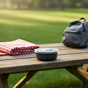 Contenitore per Alimenti in PP da 32oz con Base Rotonda, Coperchio Ventilato e Forchetta-Cucchiaio per Uso Domestico e All'Aperto - Product Image 3