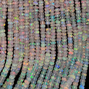 Perles rondes à facettes en opale éthiopienne blanche naturelle 3-5mm pour la fabrication de bijoux perles en vrac en gros - Product Image 1