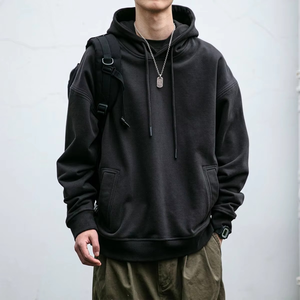 Sweat-shirt à capuche rétro américain pour homme, automne-hiver, tendance, coupe classique, coton uni, teinture unie, écologique, anti-boulochage - Product Image 6