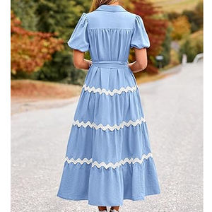 Atractiva ropa de moda de verano para mujer vestido informal Floral largo Maxi Thobe transpirable Khimar vestido con cuello en V 2025 - Product Image 2