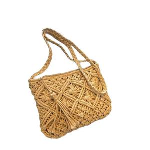 Mori Cotton Rope Woven Lady Fashion Bag Bohemian Ethnic Style Crossbody Single Shoulder Handbag All-Match Straw Bag Polyester - Product Image 5