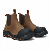 Bottes de travail robustes S3 Chelsea, embout en acier, anti-perforation, amortissantes, en cuir véritable, chaussures de sécurité pour hommes