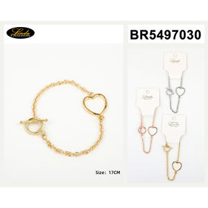 Linda Heart Shaped Rhinestone <b>Bangle</b> Bracelet 22k Gold Plated Elegant Charm For Women Everyday Wear - Product Image 3